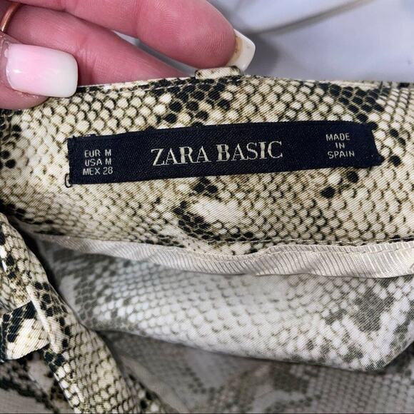 Zara Basic skirt snake/python print fit flare tie waisted skirt mini size M - Picture 13 of 16